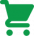 Green shopping cart icon with a simple flat design