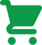 Green shopping cart icon with a simple flat design