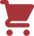 Red shopping cart icon with a simple flat design