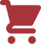 Red shopping cart icon with a simple flat design