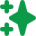Green sparkle star icon on a transparent background