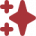 Red sparkle star icon on a transparent background